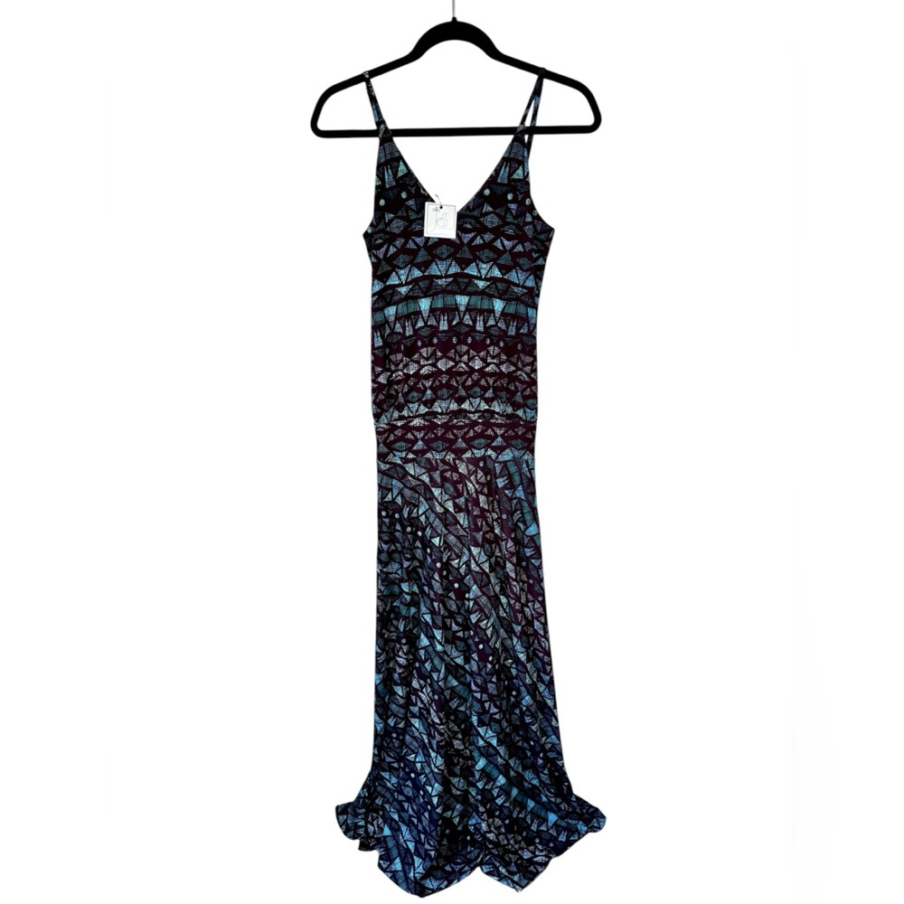 NEW Veronica M Maxi Dress M Spaghetti Strap Blue Aqua Long Slip Evening NWT USA